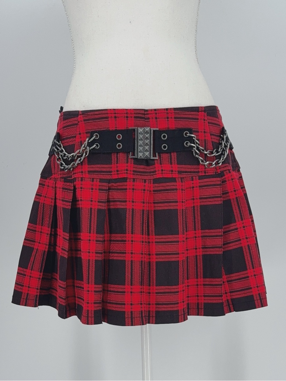Tripp NYC Plaid Skirt School Girl Chain Pleated Mini Y2K Grunge 2000s XL